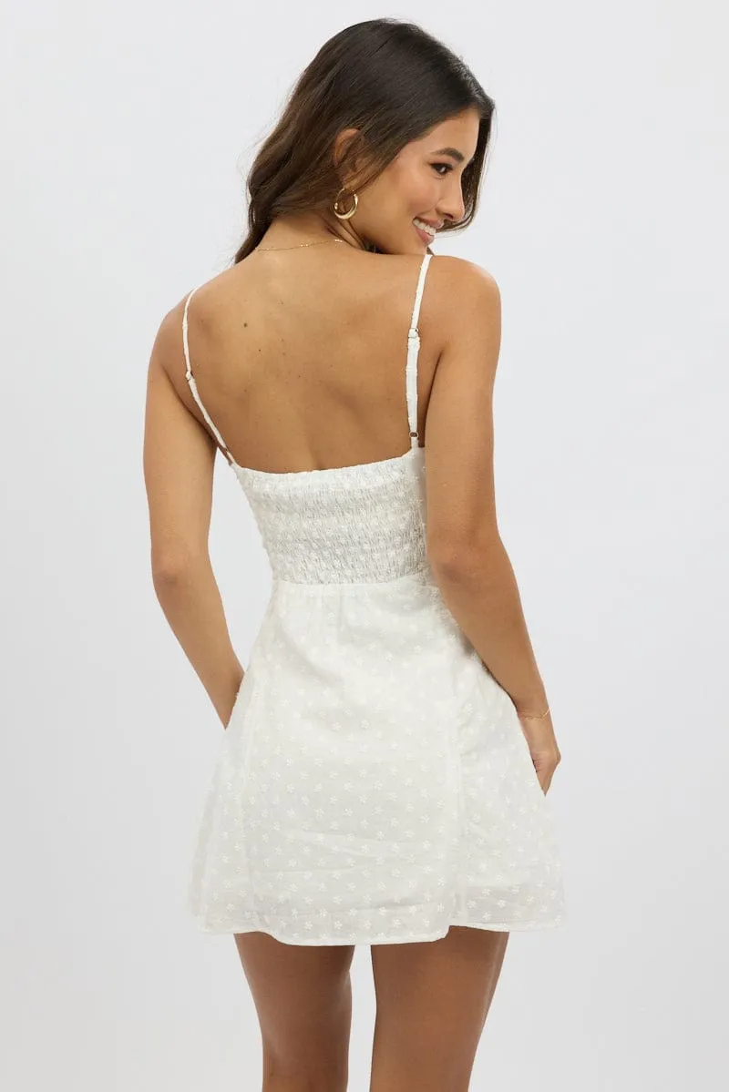 White Mini Dress Gathered Bust sold by Ally Fashion product image thumbnail 5