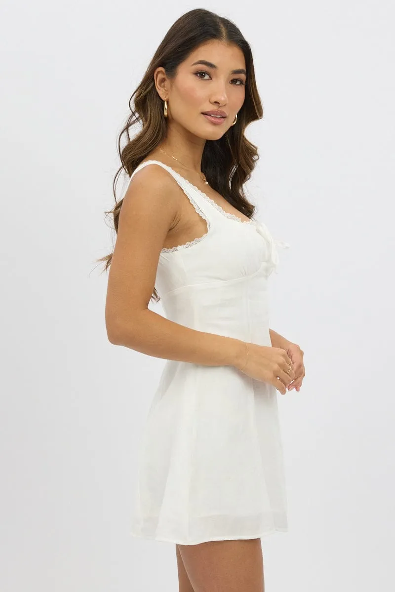White Mini Dress Gathered Bust sold by Ally Fashion product image thumbnail 4