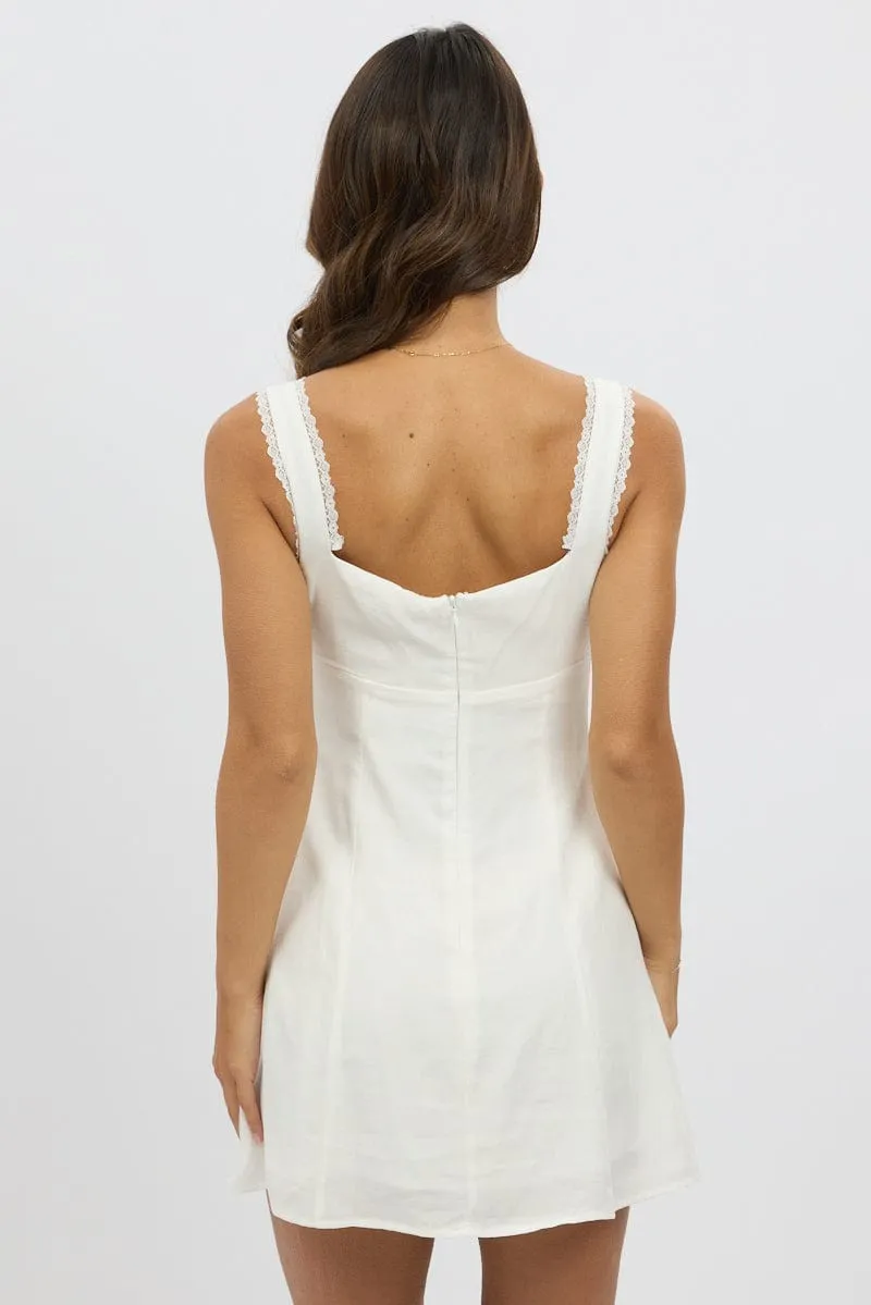 White Mini Dress Gathered Bust sold by Ally Fashion product image thumbnail 5