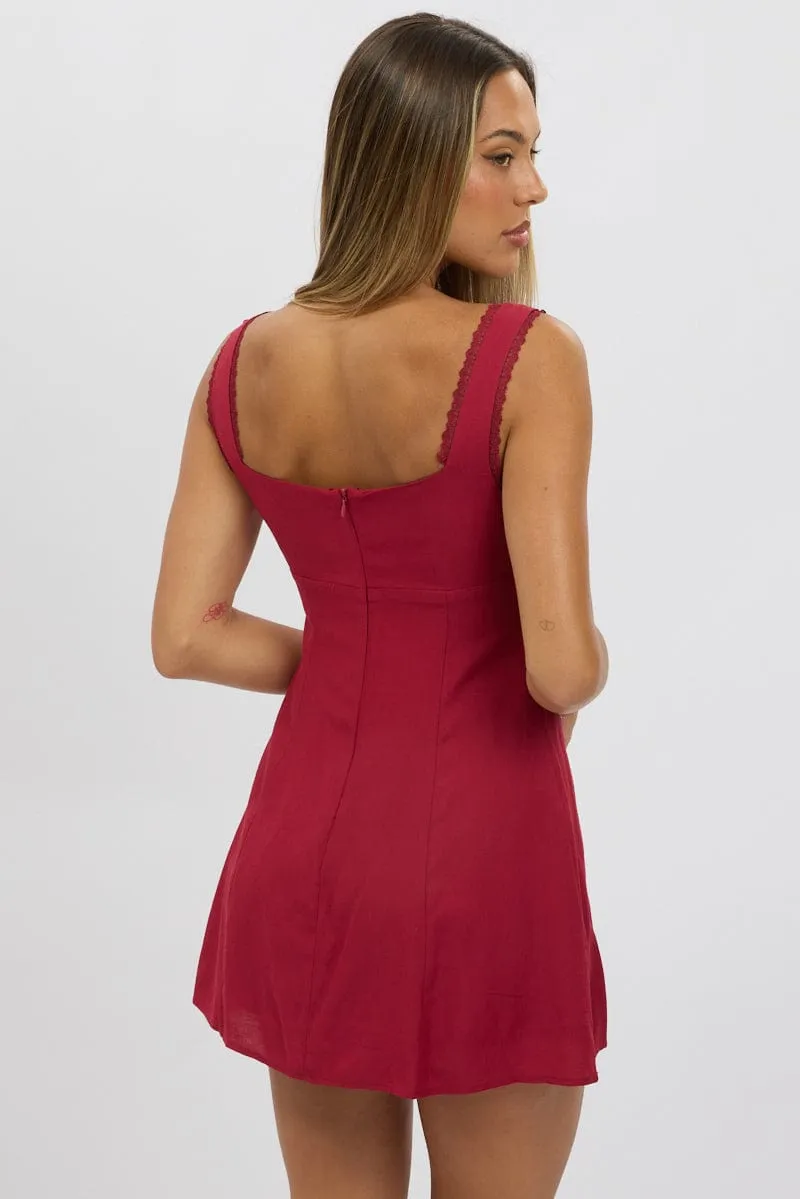 Red Mini Dress Gathered Bust sold by Ally Fashion product image thumbnail 5