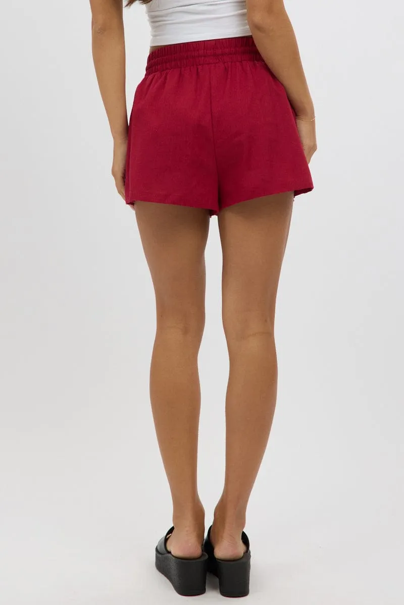 Red Shorts Elasticated Waist sold by Ally Fashion product image thumbnail 5