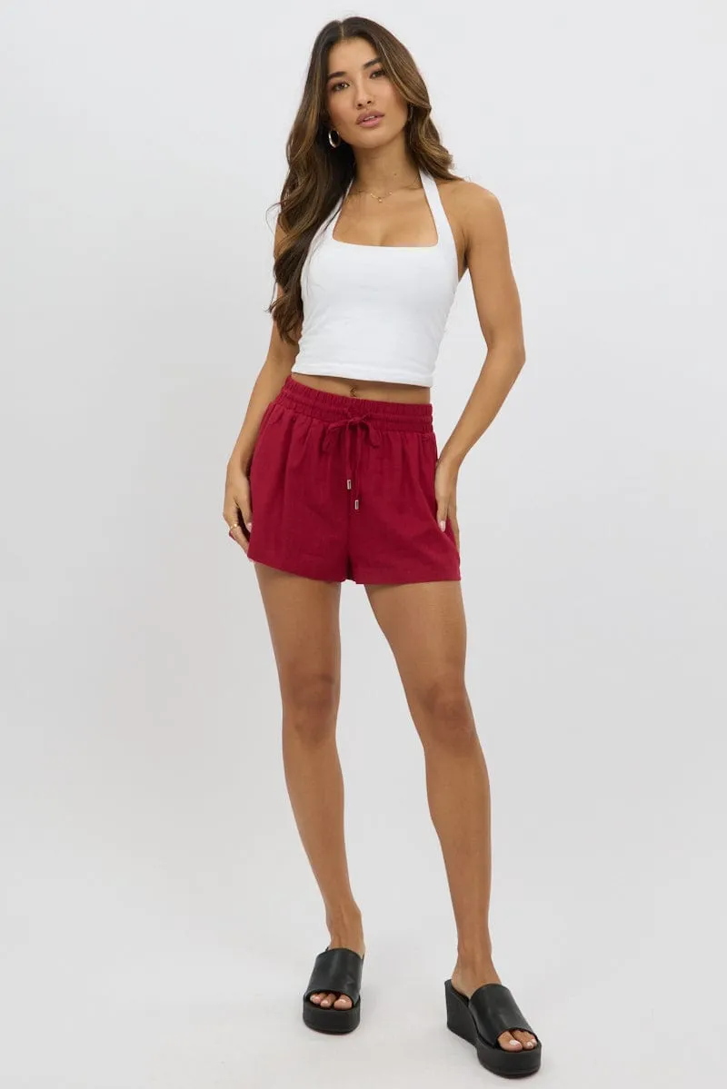 Red Shorts Elasticated Waist sold by Ally Fashion product image thumbnail 2