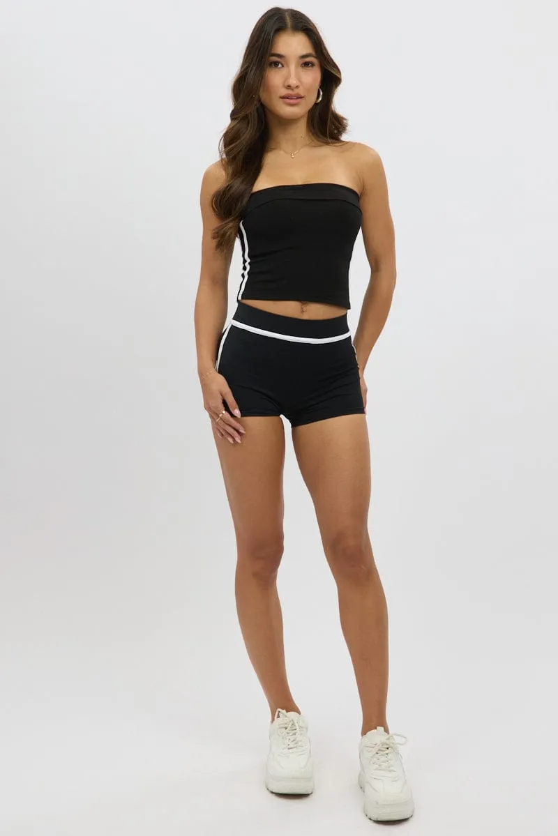 Black Bandeau Top Side Stripe Fold Over sold by Ally Fashion product image thumbnail 2