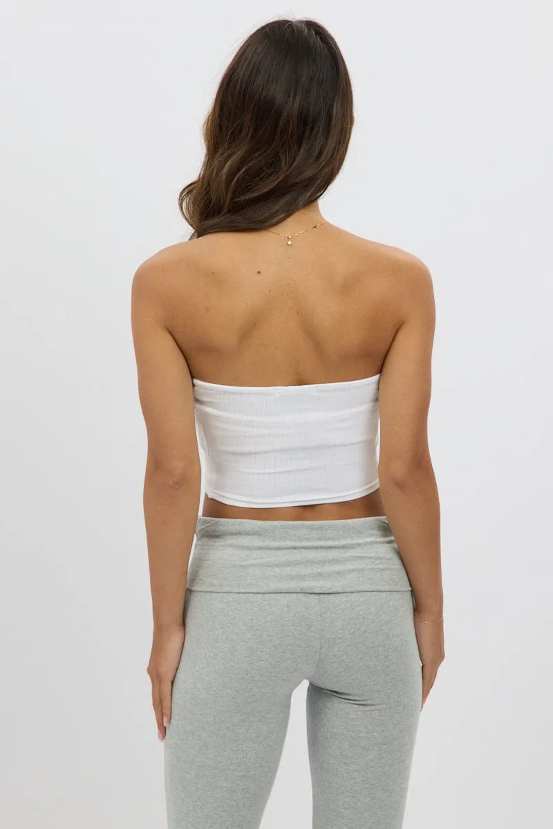 White Bandeau Top Cotton Rib sold by Ally Fashion product image thumbnail 5