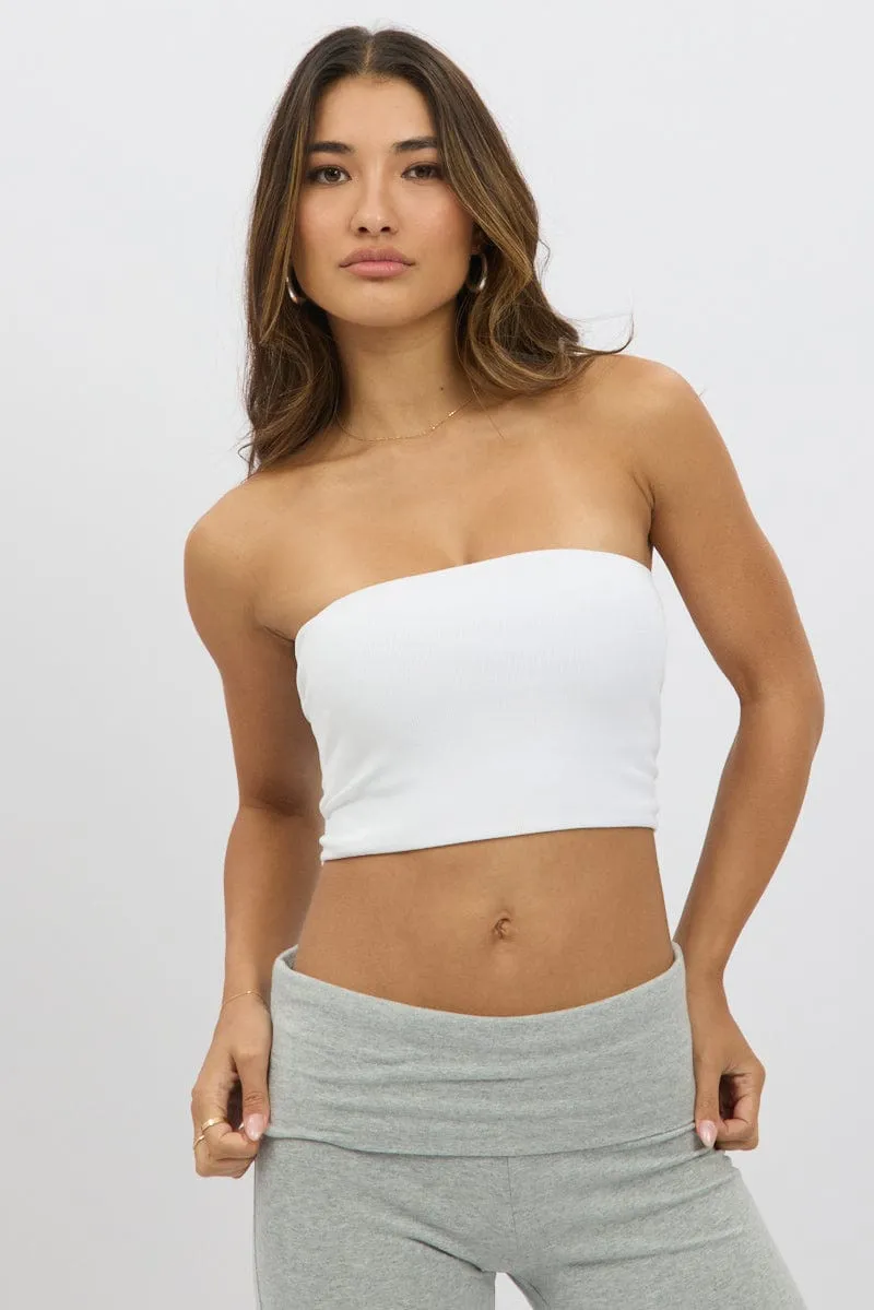 White Bandeau Top Cotton Rib sold by Ally Fashion product image thumbnail 3