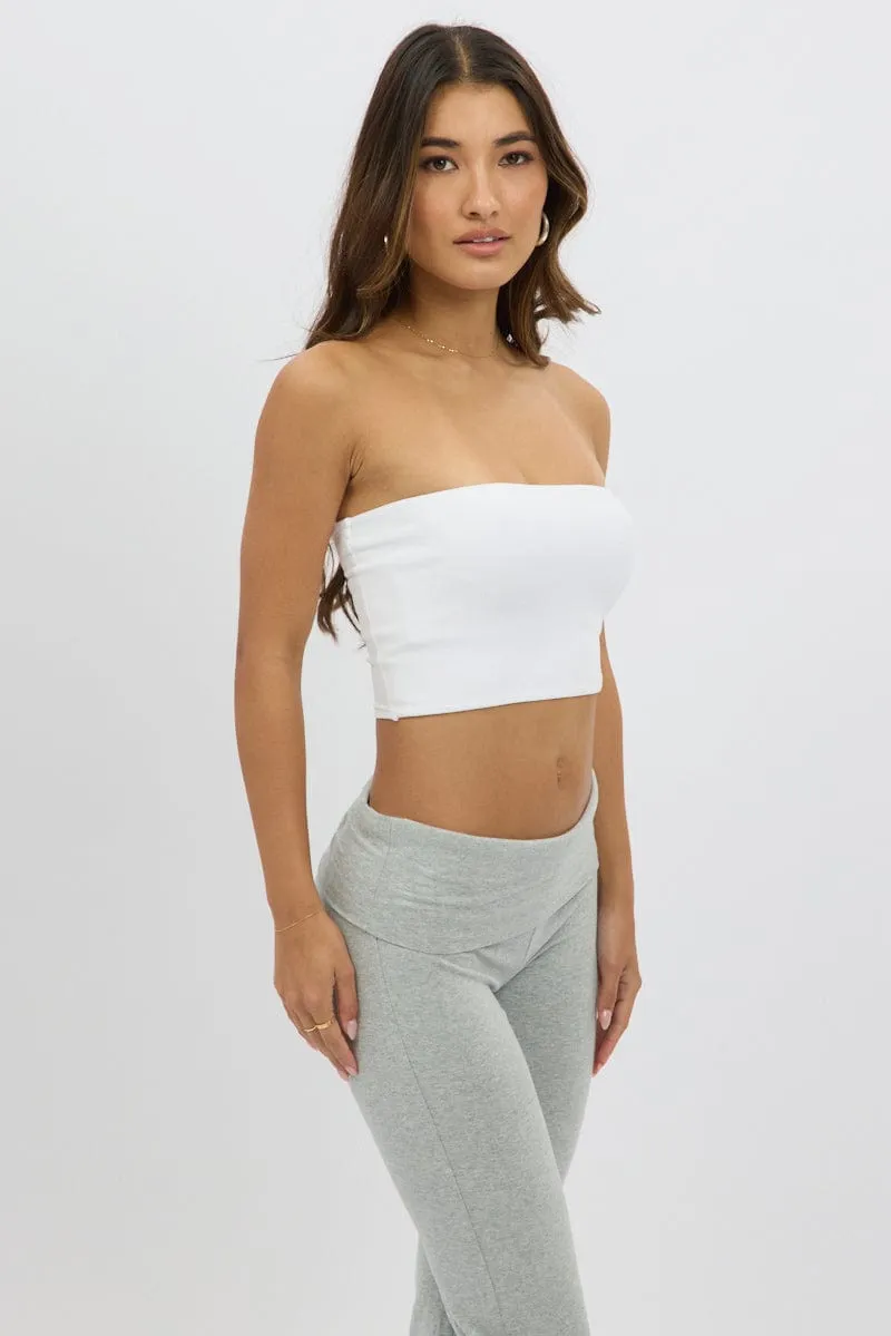 White Bandeau Top Cotton Rib sold by Ally Fashion product image thumbnail 4