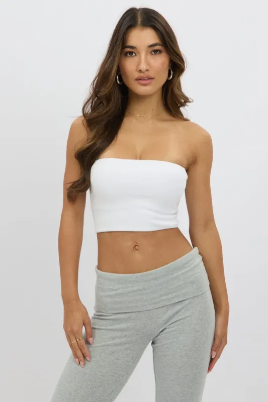 White Bandeau Top Cotton Rib sold by Ally Fashion