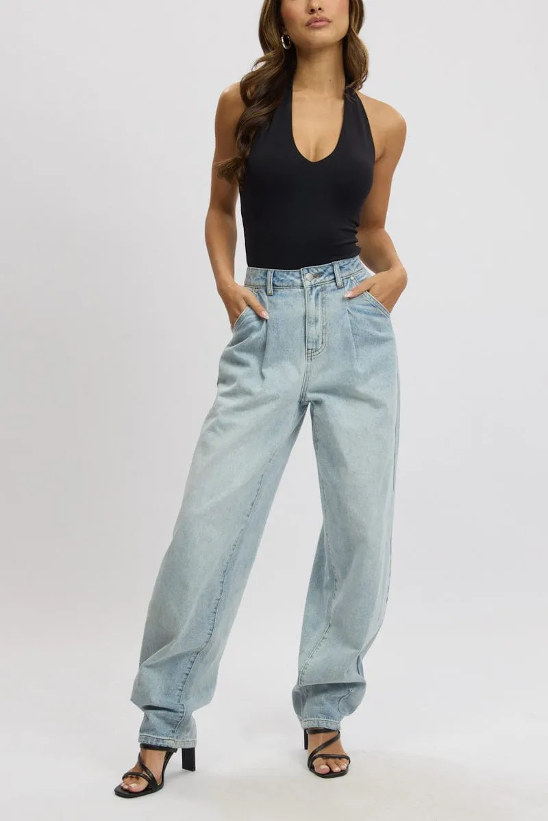 Denim Barrel Jeans Mid Rise sold by Ally Fashion