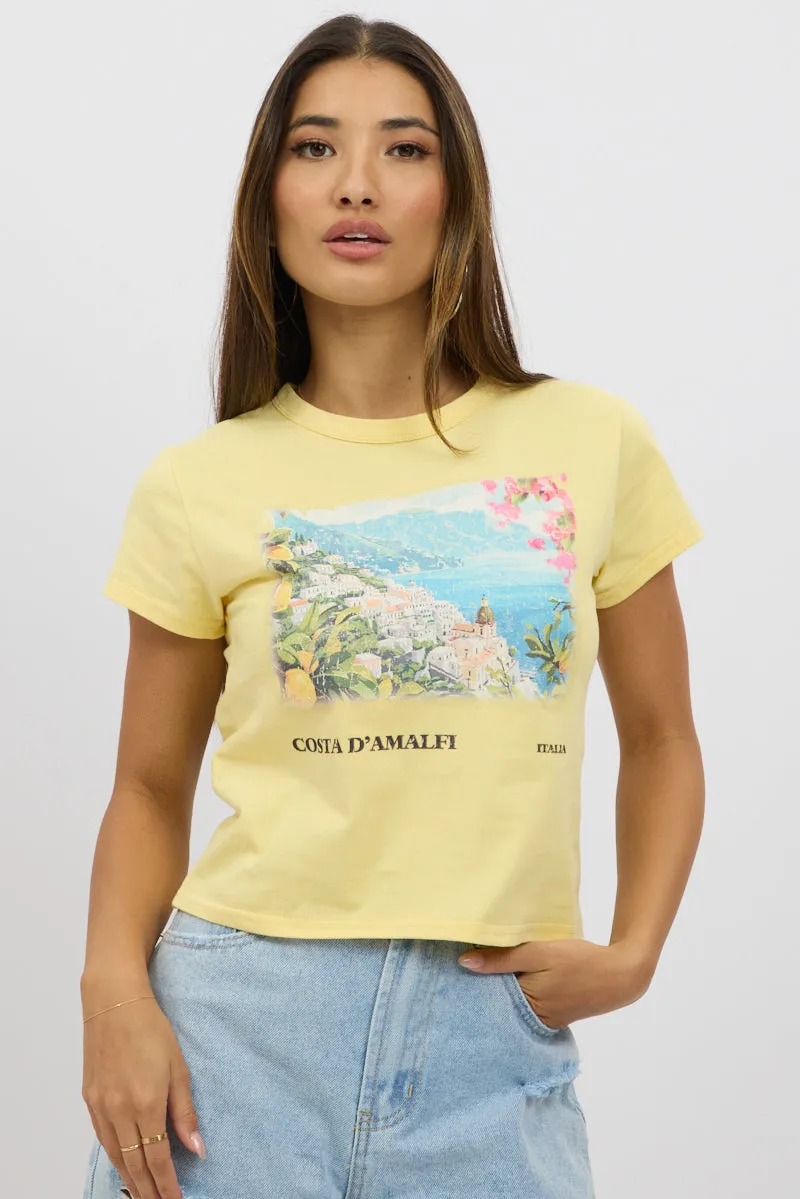 Yellow Graphic Tee Short Sleeve sold by Ally Fashion product image thumbnail 3
