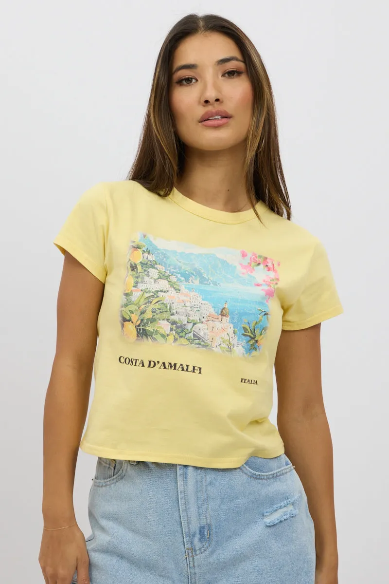 Yellow Graphic Tee Short Sleeve sold by Ally Fashion
