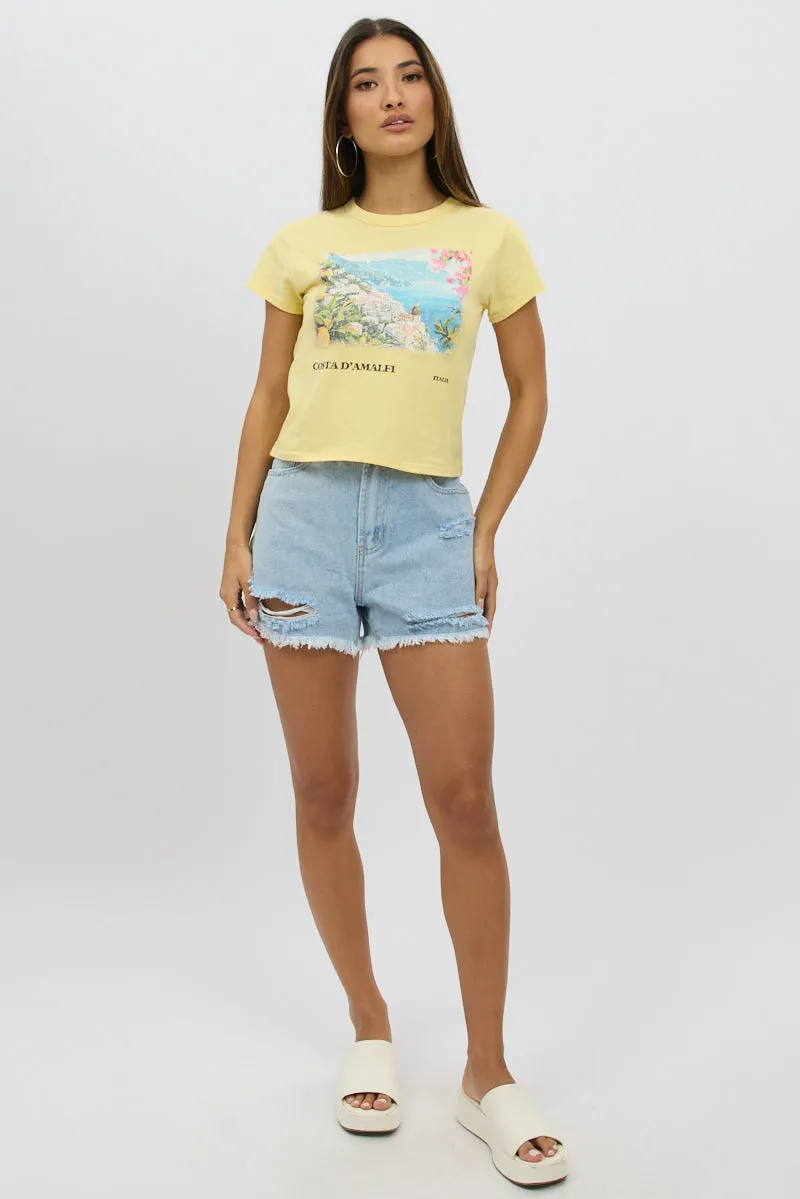 Yellow Graphic Tee Short Sleeve sold by Ally Fashion product image thumbnail 2