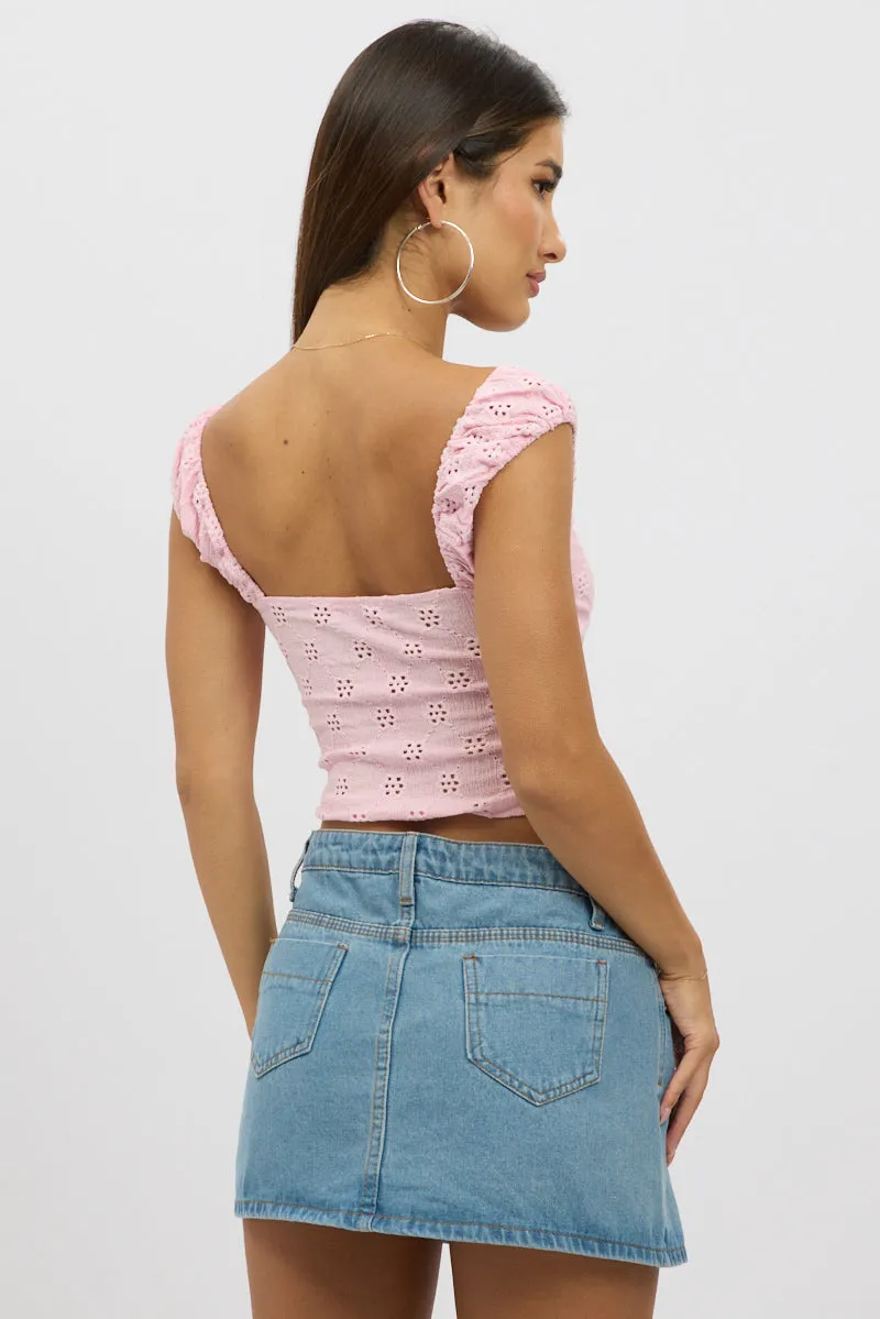 Pink Eyelet Top Sleeveless sold by Ally Fashion product image thumbnail 5