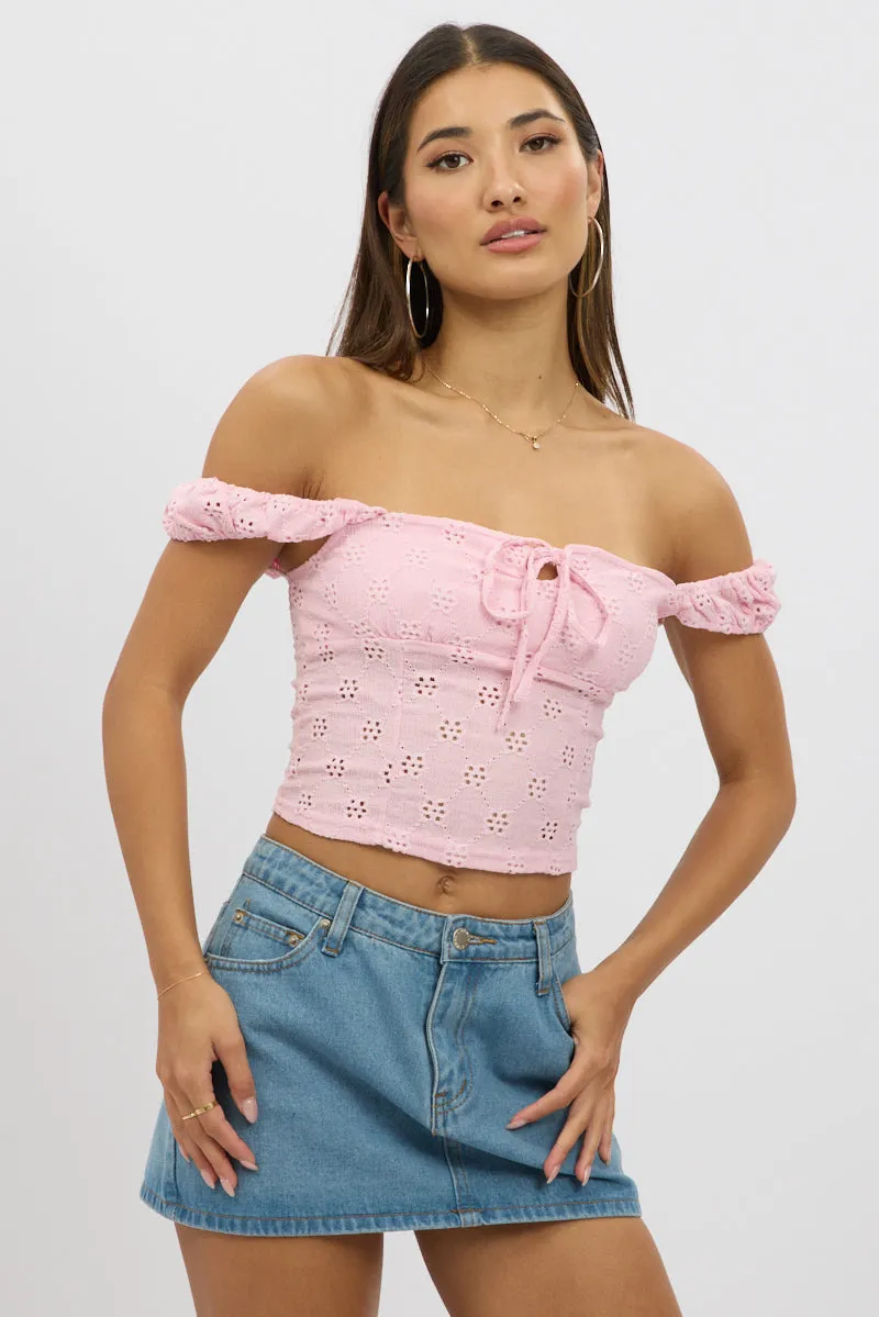Pink Eyelet Top Sleeveless sold by Ally Fashion