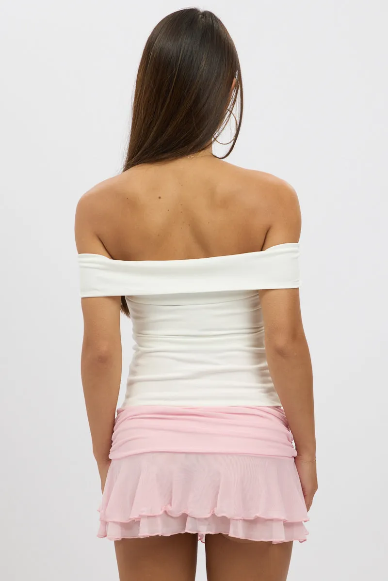 White Off Shoulder Top Twisted Bust sold by Ally Fashion product image thumbnail 5