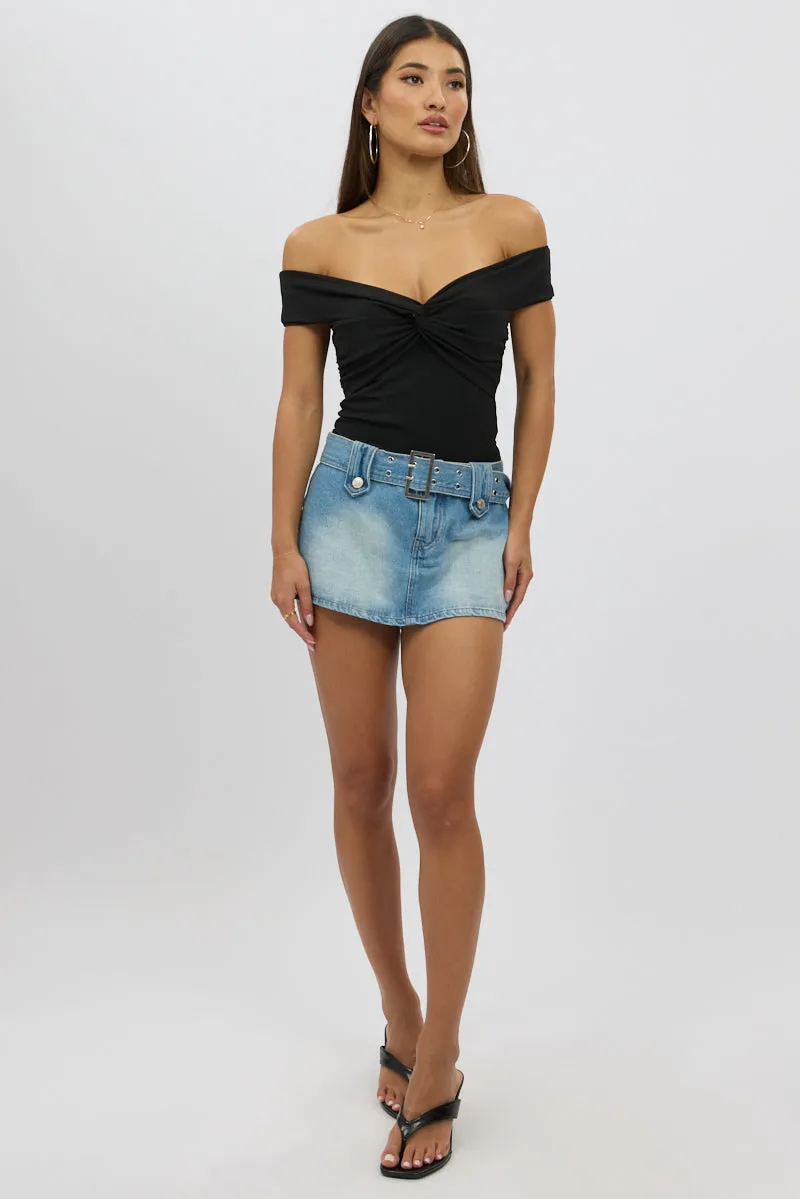 Black Off Shoulder Top Twisted Bust sold by Ally Fashion product image thumbnail 2