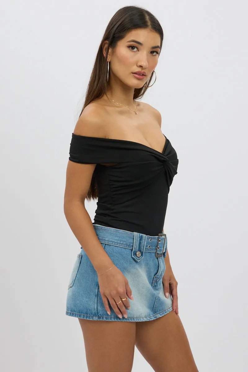 Black Off Shoulder Top Twisted Bust sold by Ally Fashion product image thumbnail 4