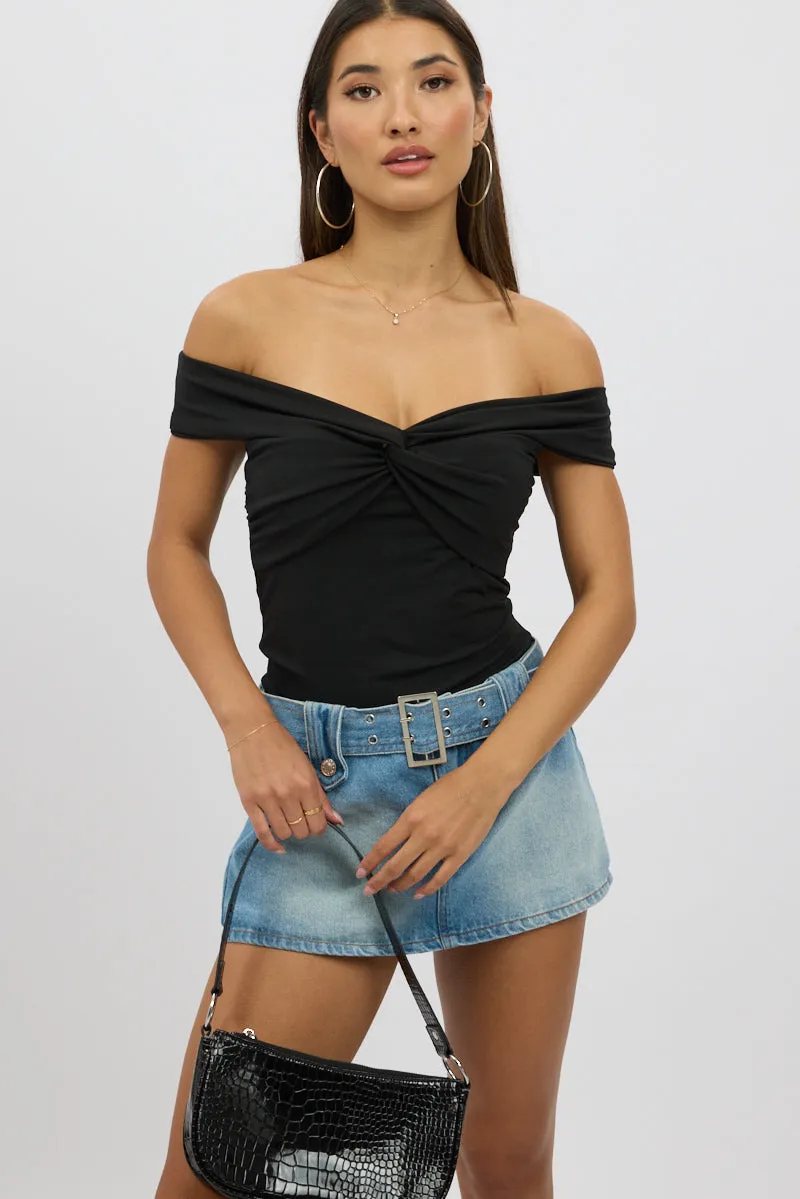 Black Off Shoulder Top Twisted Bust sold by Ally Fashion