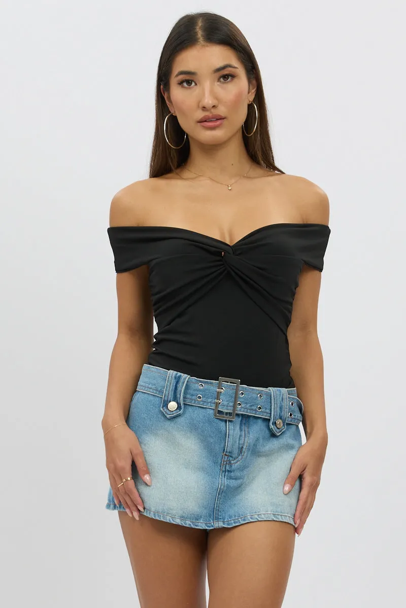 Black Off Shoulder Top Twisted Bust sold by Ally Fashion product image thumbnail 3