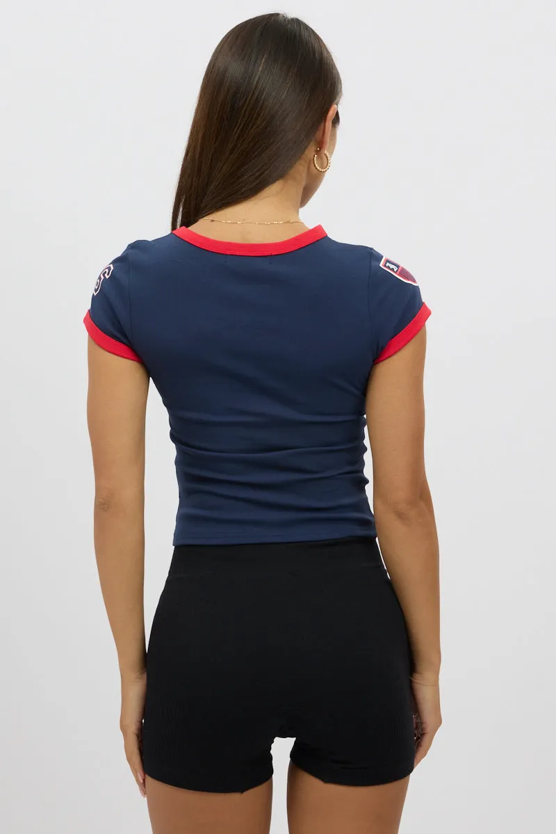 Blue Graphic Tee Short Sleeve sold by Ally Fashion product image thumbnail 5