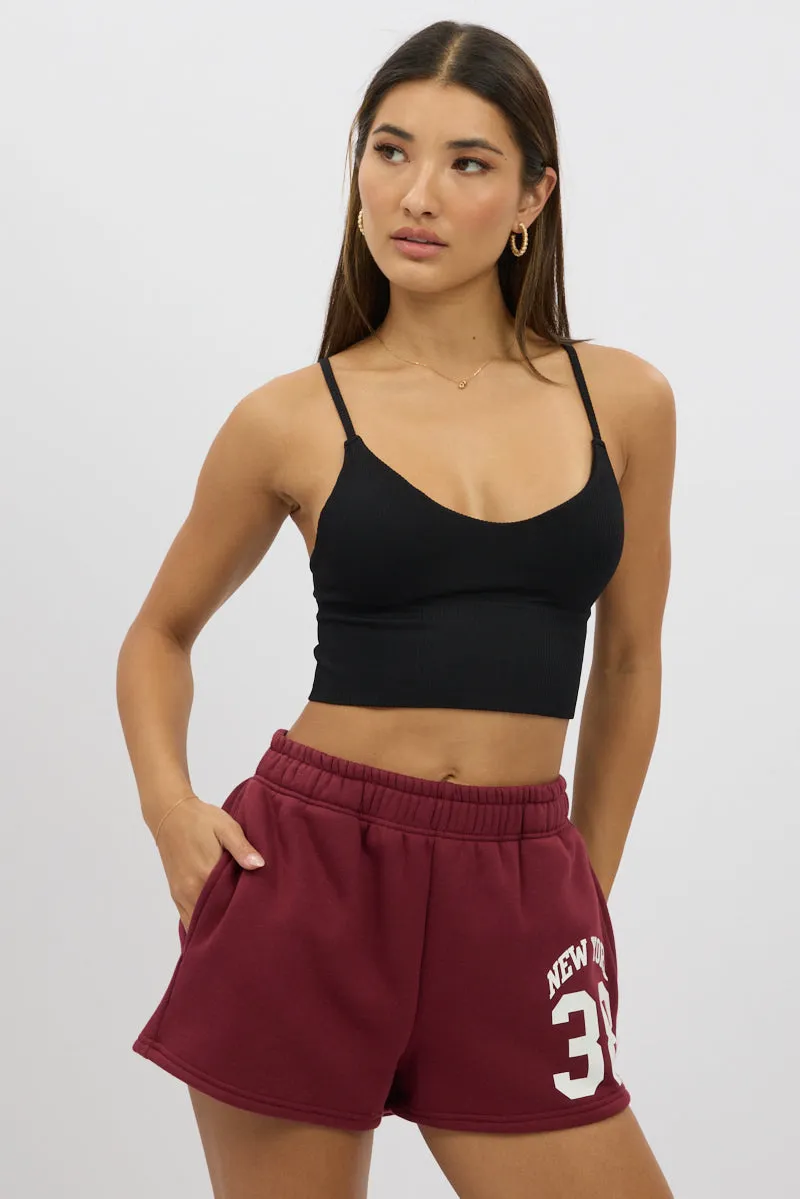 Black V Neck Cami Crop Top Seamless sold by Ally Fashion product image thumbnail 3