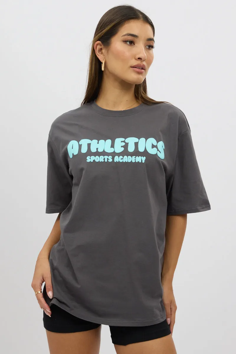 Grey Graphic Tee Short Sleeve sold by Ally Fashion product image thumbnail 3