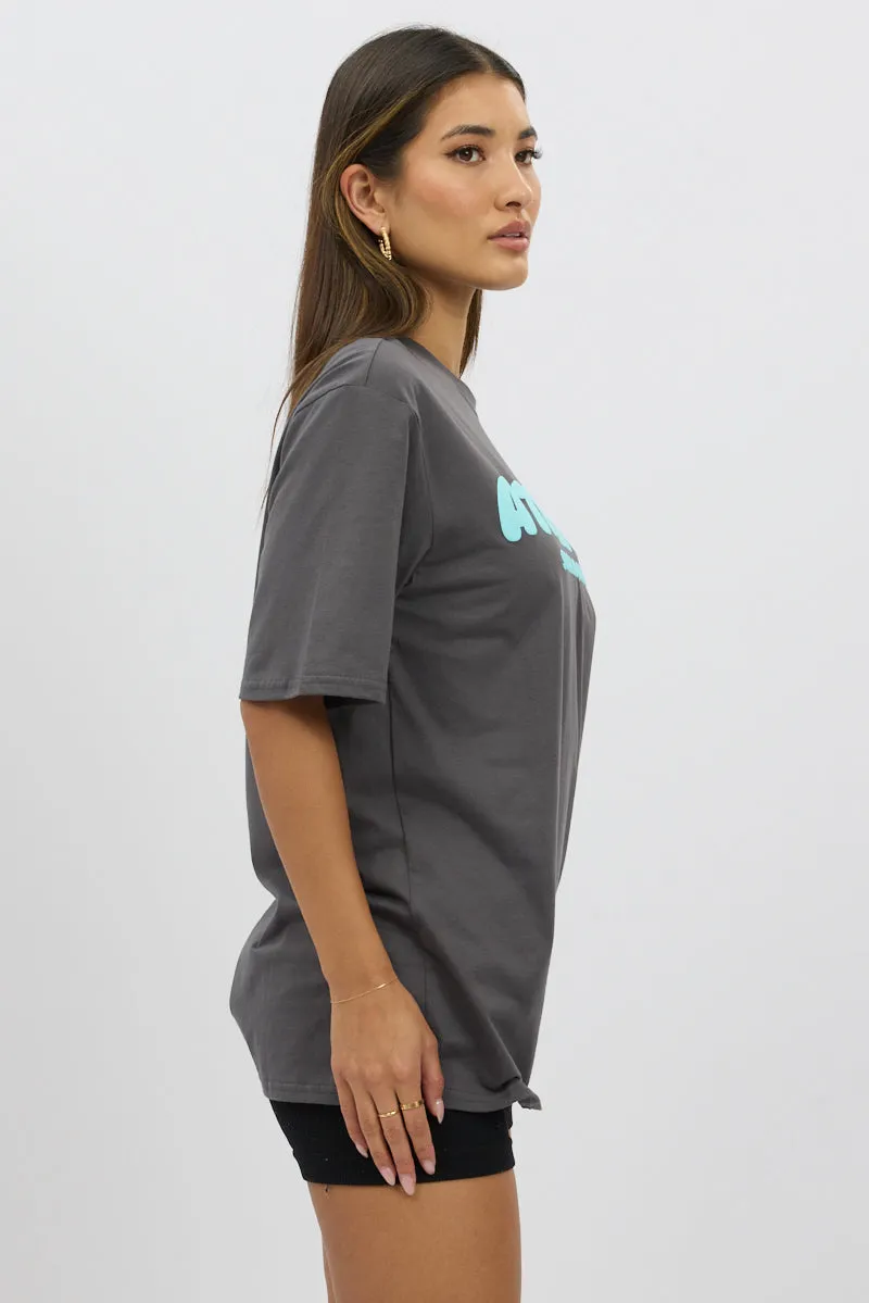 Grey Graphic Tee Short Sleeve sold by Ally Fashion product image thumbnail 4