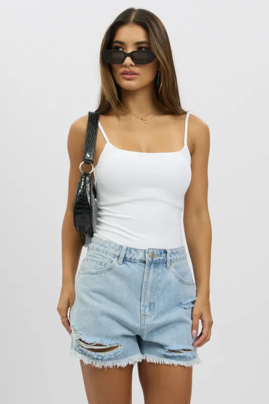 White Bodysuit Sleeveless Supersoft sold by Ally Fashion