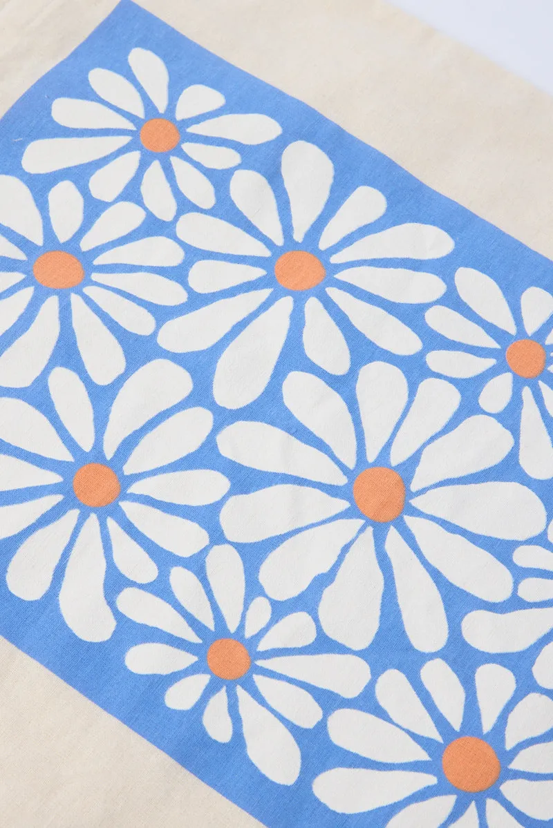 Blue Abstract Tote Bag Printed Cool Daisies sold by Ally Fashion product image thumbnail 2