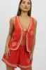 Red Linen Vest Sleeveless Embo sold by Ally Fashion