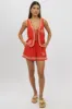 Red Linen Vest Sleeveless Embo sold by Ally Fashion