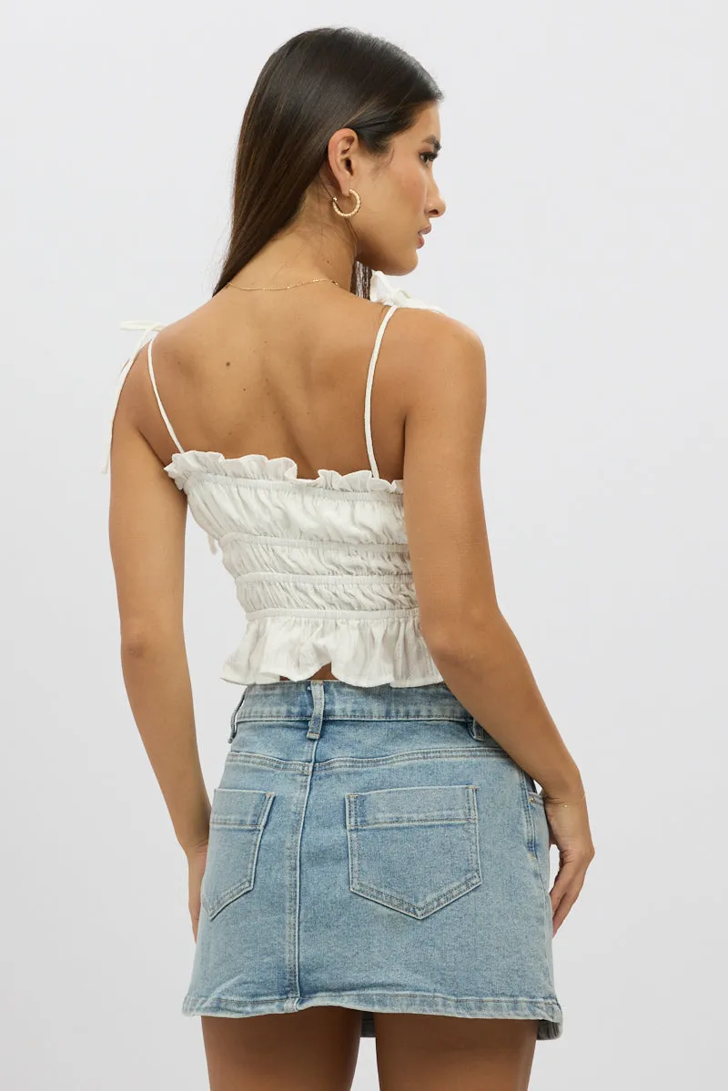 White Cami Top Sleeveless Tie Front Textured sold by Ally Fashion product image thumbnail 5