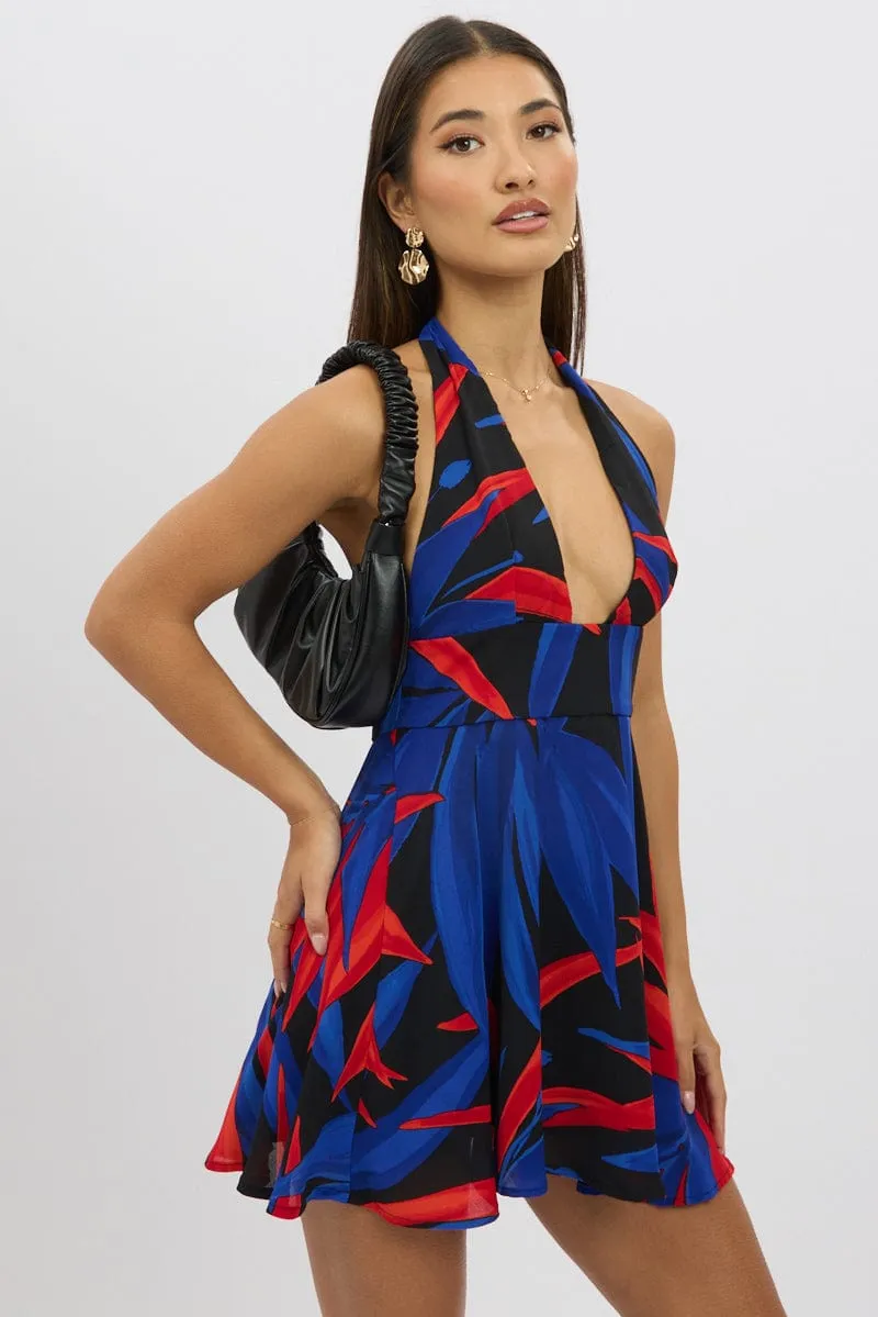 Black Floral Halter Neck Dress Mini sold by Ally Fashion