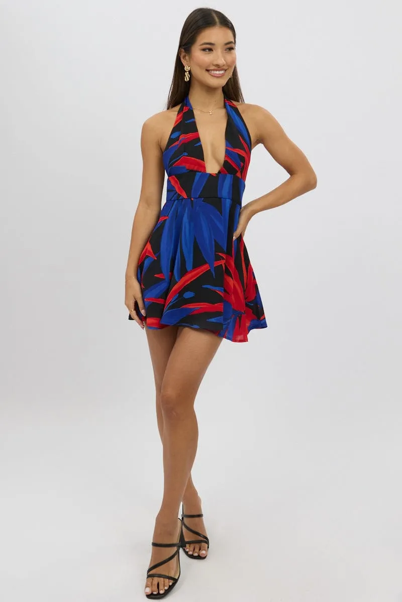 Black Floral Halter Neck Dress Mini sold by Ally Fashion product image thumbnail 2