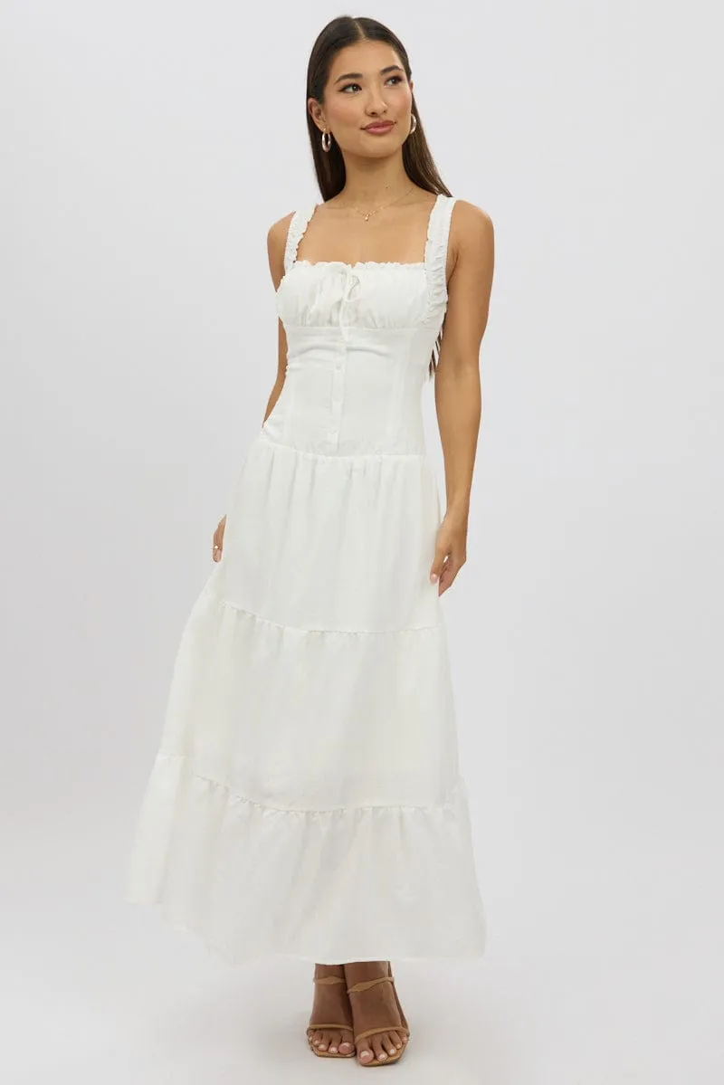 White Maxi Dress Drop Waist sold by Ally Fashion product image thumbnail 3