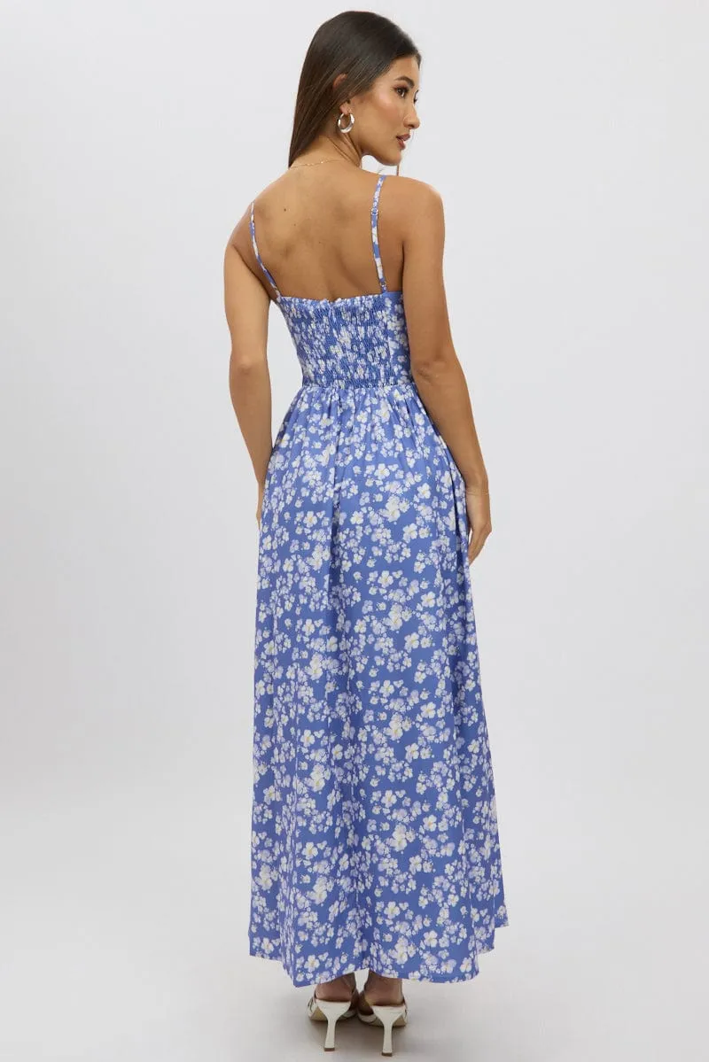 Blue Ditsy Maxi Dress V-Neck sold by Ally Fashion product image thumbnail 5