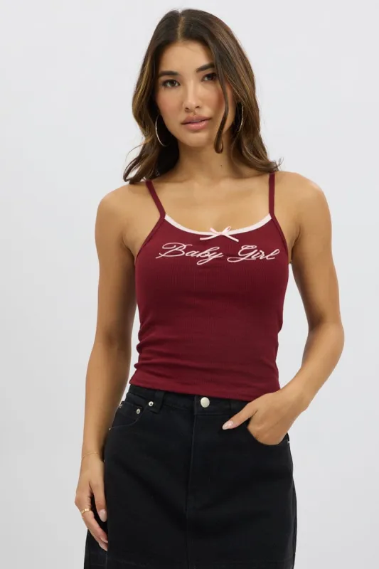 Red Graphic Singlet Rib sold by Ally Fashion
