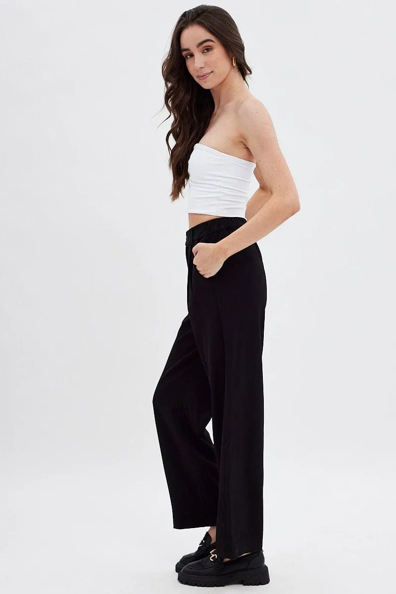 Black Wide Leg Pants High Rise sold by Ally Fashion product image thumbnail 4