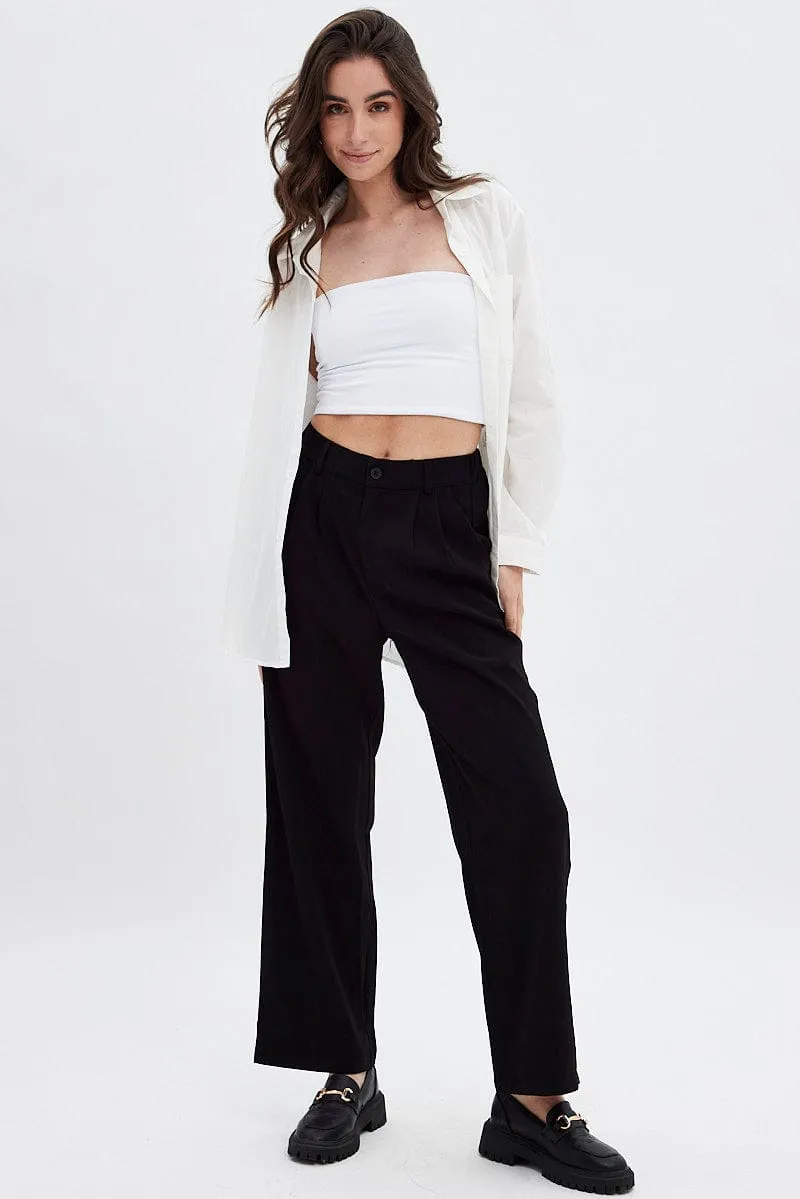 Black Wide Leg Pants High Rise sold by Ally Fashion product image thumbnail 3