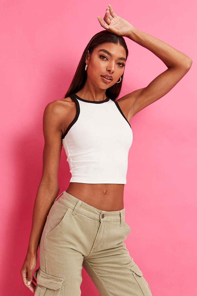 White Jersey Top sold by Ally Fashion