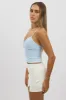 Blue Mesh Singlet Top Lace Insert sold by Ally Fashion