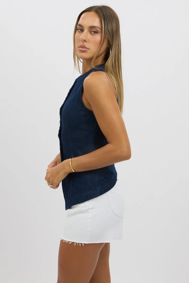 Denim High Neck Vest sold by Ally Fashion product image thumbnail 4