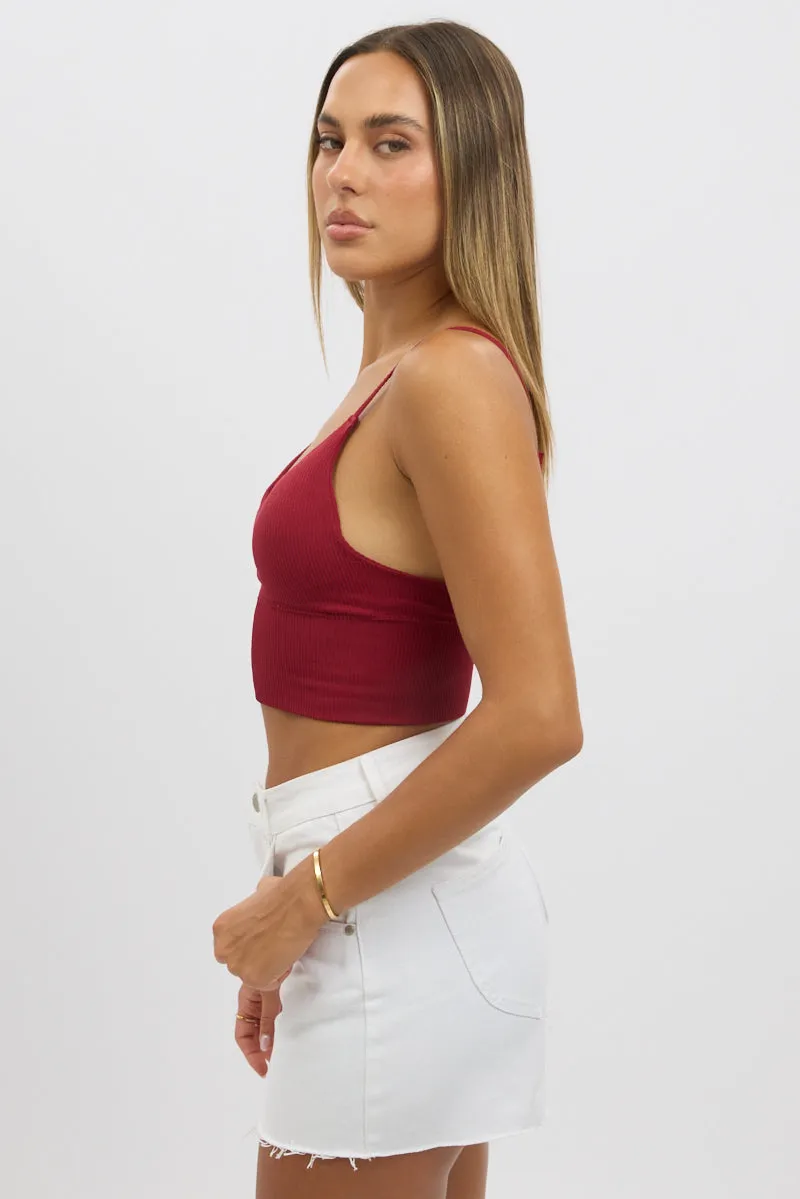 Red V Neck Cami Crop Top Seamless sold by Ally Fashion product image thumbnail 4
