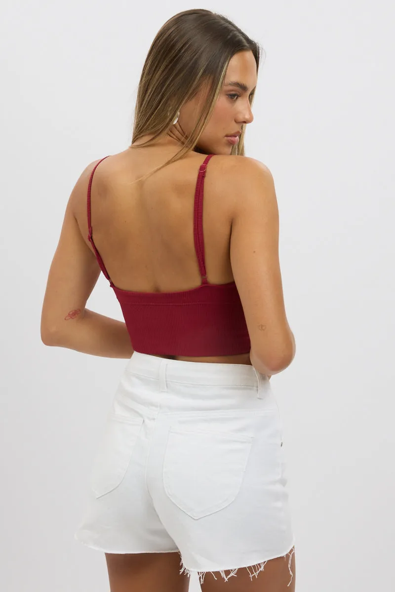 Red V Neck Cami Crop Top Seamless sold by Ally Fashion product image thumbnail 5