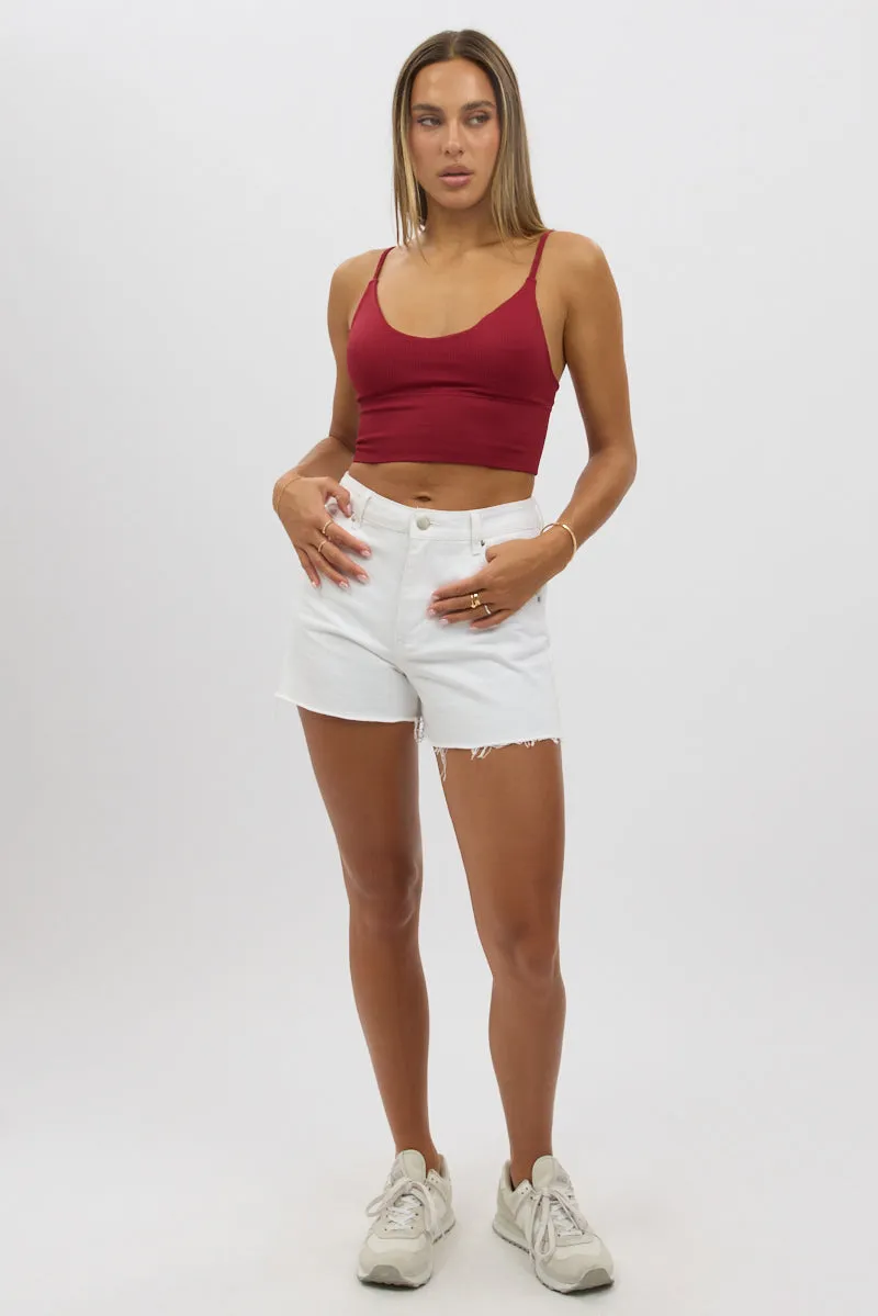 Red V Neck Cami Crop Top Seamless sold by Ally Fashion product image thumbnail 2