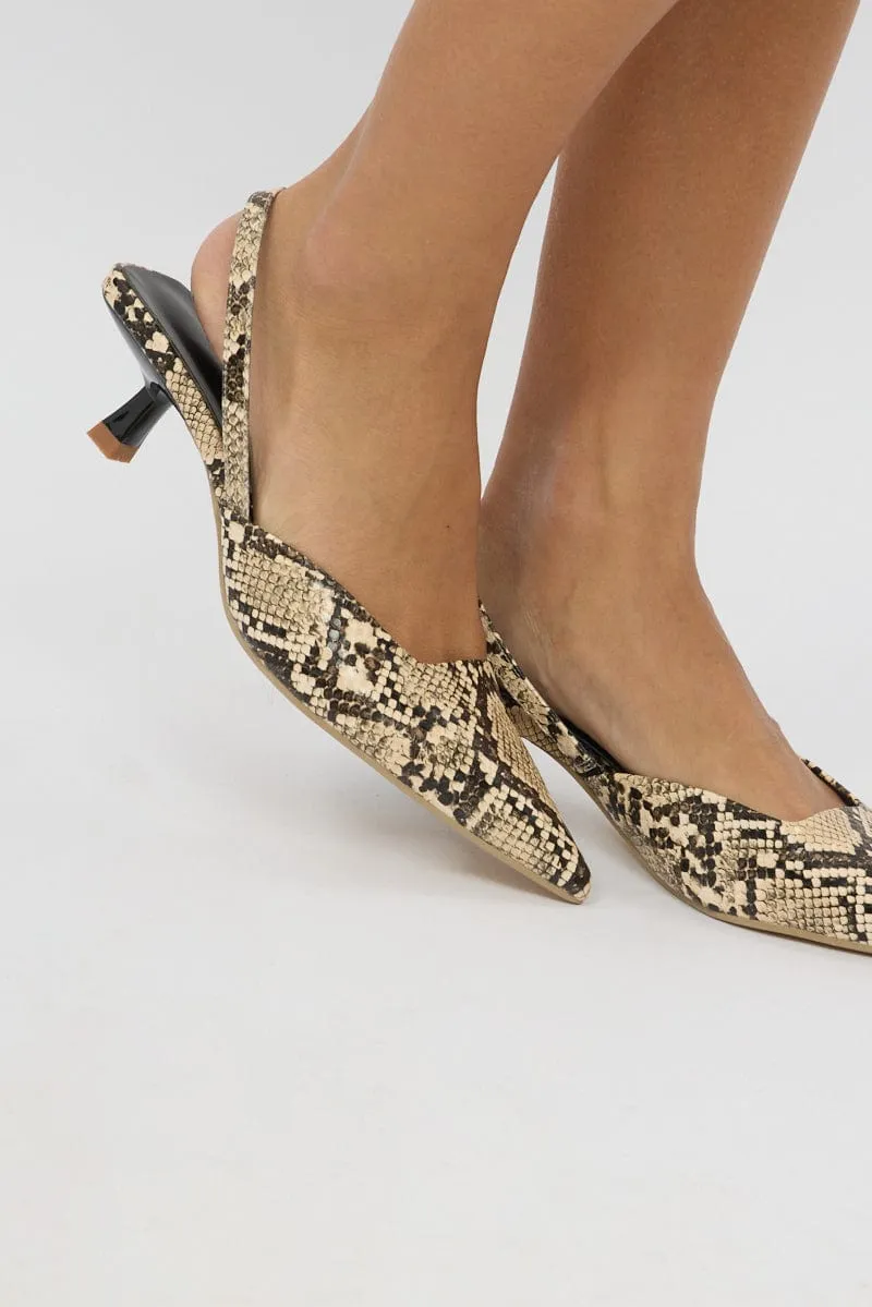 Beige Animal Print Slingback Kitten Heeled Shoes sold by Ally Fashion product image thumbnail 2