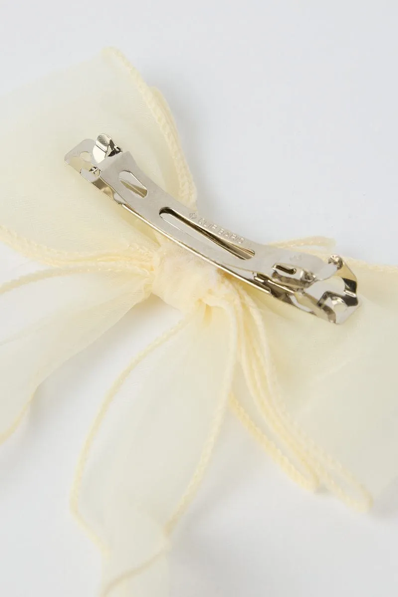 White Organza Bow Hair Clips sold by Ally Fashion product image thumbnail 5