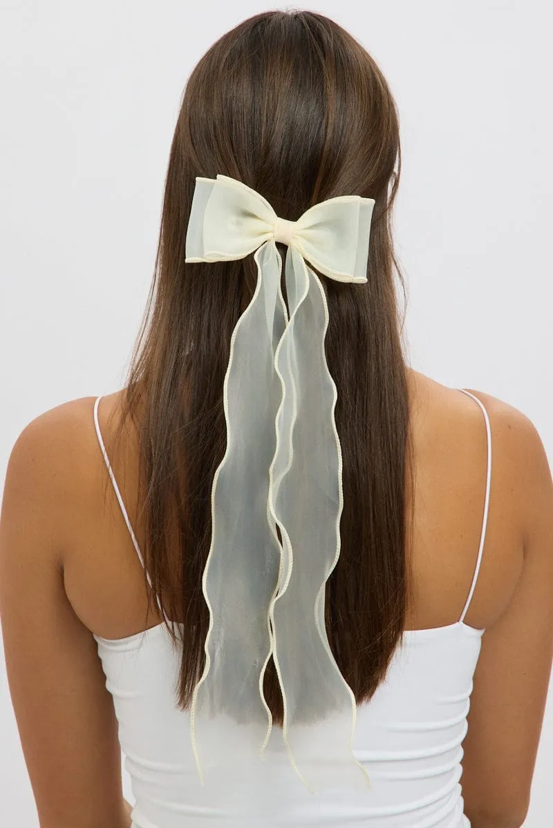 White Organza Bow Hair Clips sold by Ally Fashion