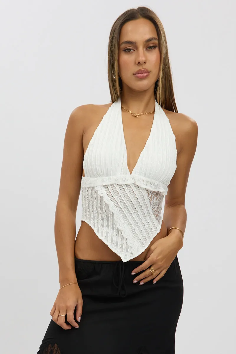 White Halter Neck Top Lace sold by Ally Fashion product image thumbnail 3