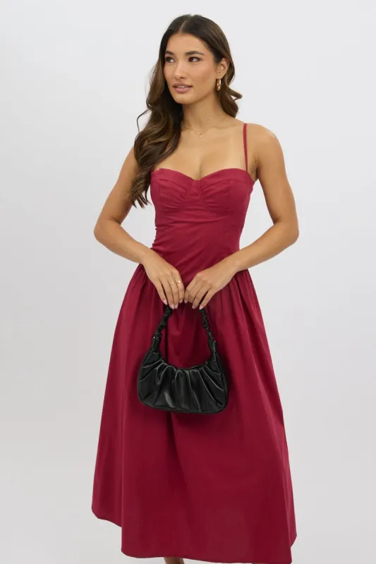 Red Midi Dress Corset Bust sold by Ally Fashion