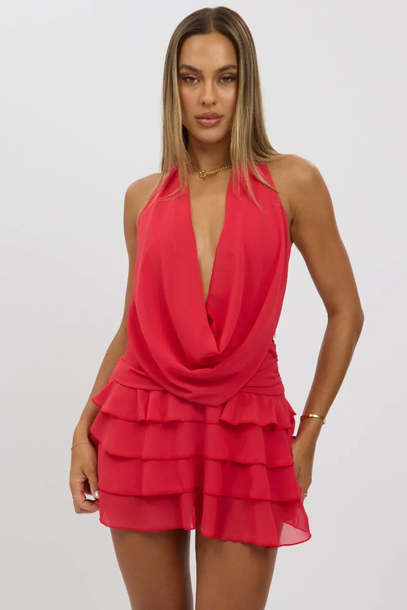 Red Cowl Neck Midi Dress sold by Ally Fashion product image thumbnail 3